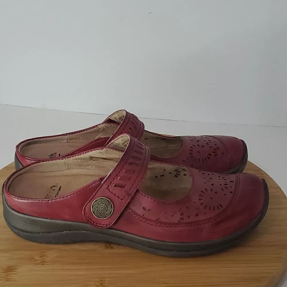 Earth Women's Size 7M Kara Hopper Red Leather Mary Jane Slip On Mule Comfort